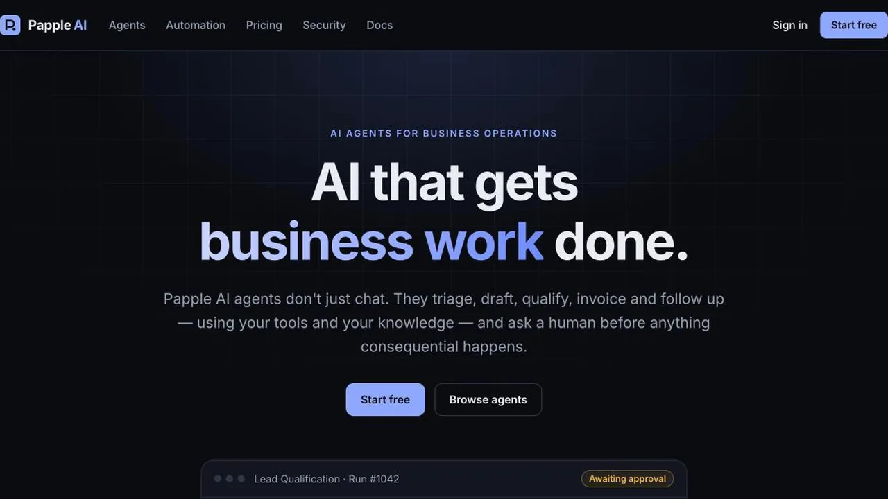 Screenshot of the Papple AI homepage