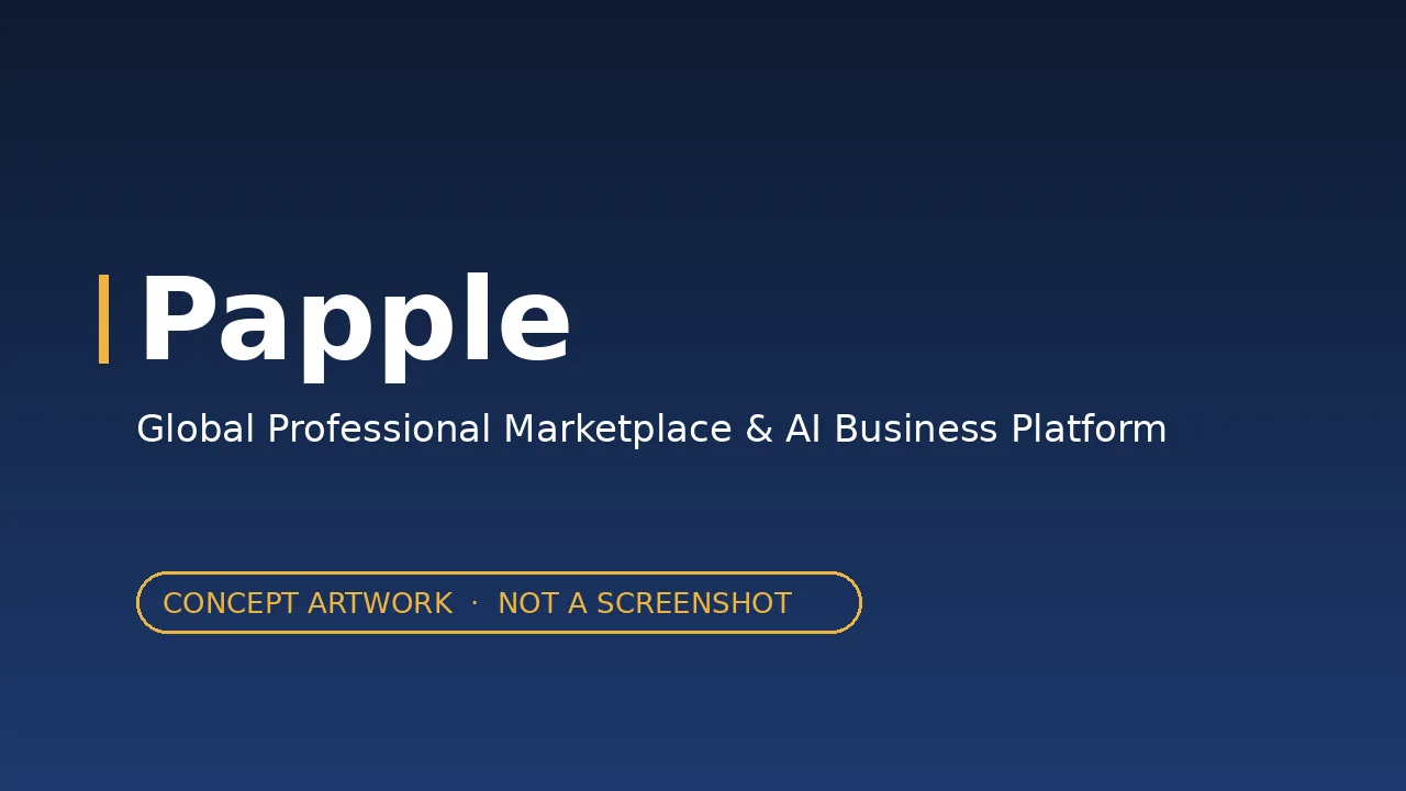 Concept artwork for Papple, a marketplace and AI business platform (not a website screenshot)