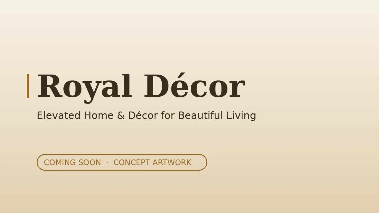 Concept artwork for Royal Décor, a home and décor brand currently showing a coming-soon page (not a website screenshot)